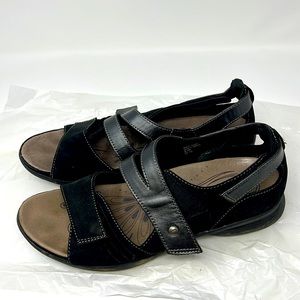 Earth Black Leather Sandal